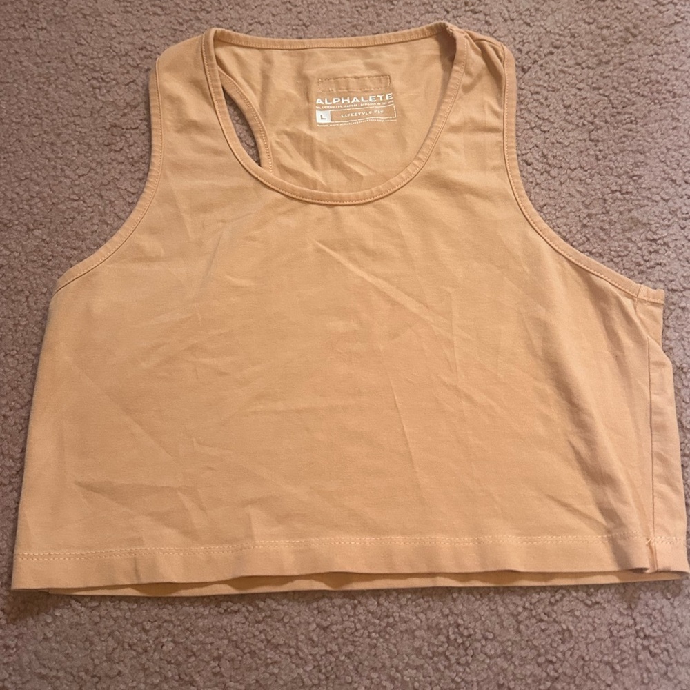 Alphalete LifeStyle Fit Cropped Peach Orange Tank Top Racerback Workout Women L